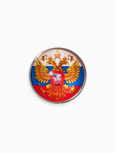 Брошь «Российская Федерация», разноцветная в серебре