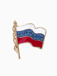 Брошь «Флаг России», триколор в золоте