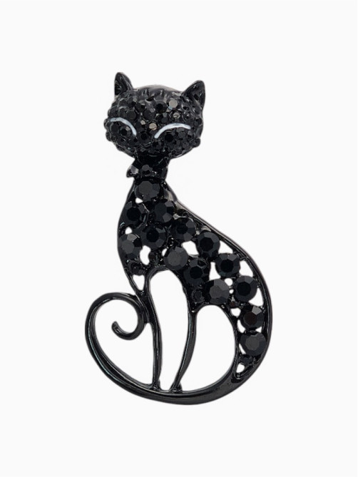 Брошь «Кошка», грациозная, чёрная