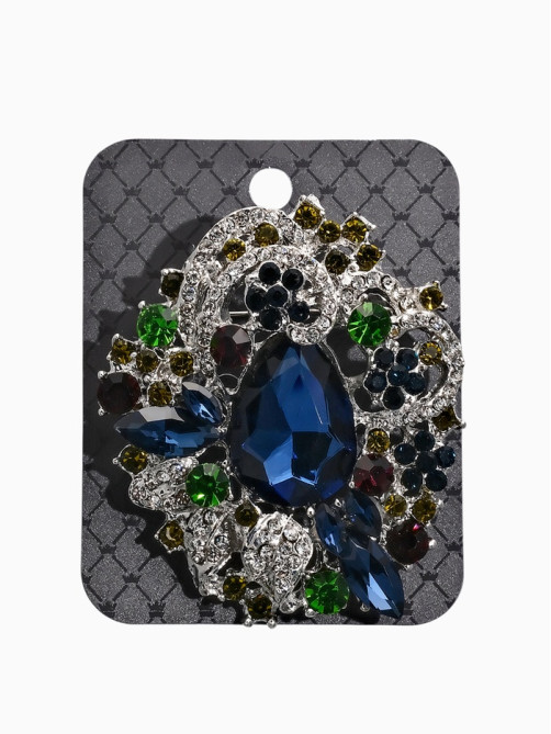 Брошь «Императрица», самоцветная, цветная в серебре