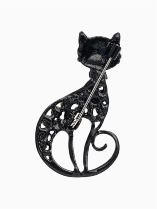 Брошь «Кошка», грациозная, чёрная