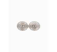 Зажим для кардигана «Эллипс», белый в серебре
