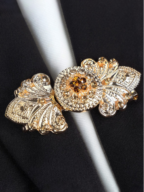 Зажим для кардигана «Восток», коричневый в золоте