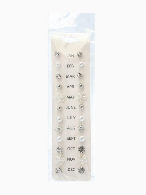 Серьги пусеты One year, 12 пар, строгий стиль, миксы