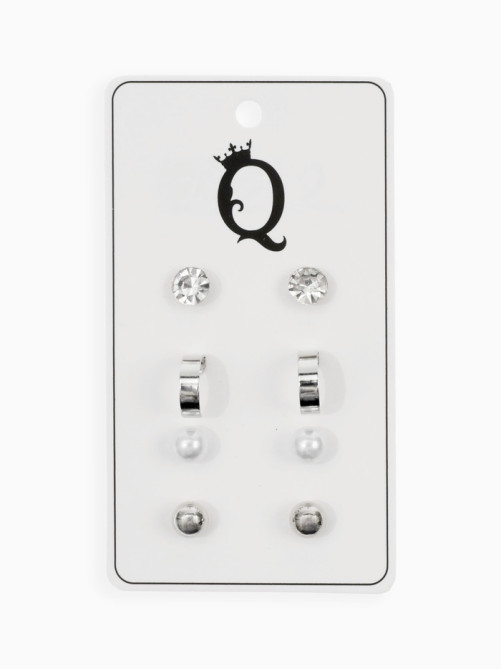 Серьги пусеты QF «Романтика», 4 пары, кольца, белые в серебре