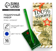 Подарочный набор, блокнот 16 листов и ручка пластик «23 февраля»