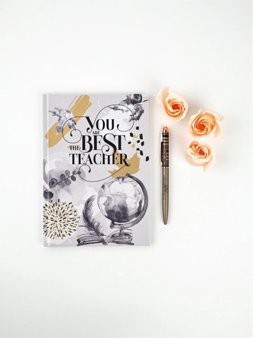 Подарочный набор, ежедневник А5, 80 л., ручка, мыльные лепестки, YOU are the BEST TEACHER