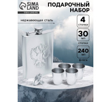 Подарочный набор «Герб России»: фляжка 240 мл, 4 стопки, воронка