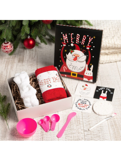 Набор подарочный новогодний «Этель» Merry x-mas, 8 предметов, полотенце, повязка на голову