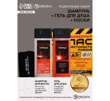 Подарочный набор косметики «Запас мужика», гель для душа 250 мл, шампунь для волос 250 мл, носки, HARD LINE