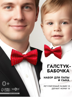 Галстук - бабочка для мальчика и папы «Горошек»
