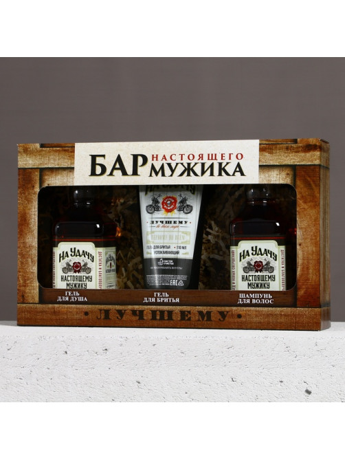 Подарочный набор «На удачу», гель для бритья 110 мл, гель для душа и шампунь для волос виски, 2×250 мл, Чистое счастье
