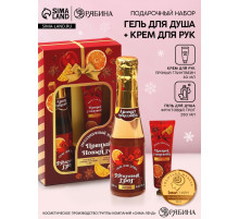 Новогодний подарочный набор косметики «Пряный праздник», гель для душа шампанское 250 мл и крем для рук 30 мл, Чистое счастье