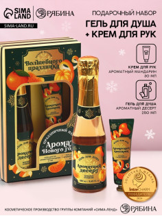 Новогодний подарочный набор косметики «Аромат праздника», гель для душа шампанское 250 мл и крем для рук 30 мл, Чистое счастье