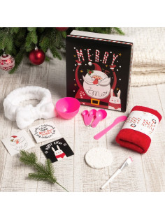 Набор подарочный новогодний «Этель» Merry x-mas, 8 предметов, полотенце, повязка на голову