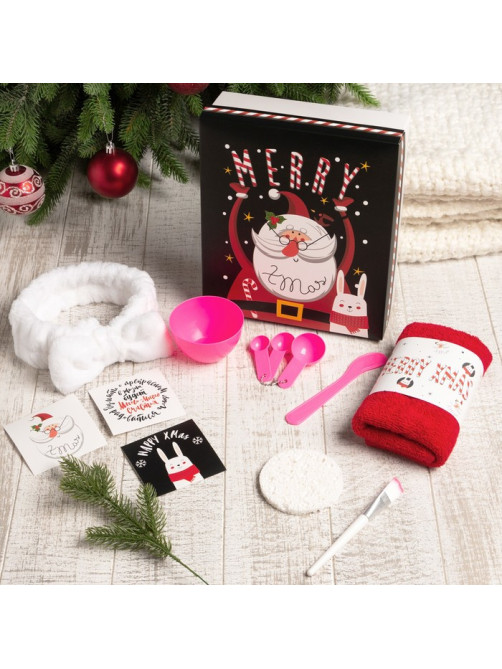 Набор подарочный новогодний «Этель» Merry x-mas, 8 предметов, полотенце, повязка на голову