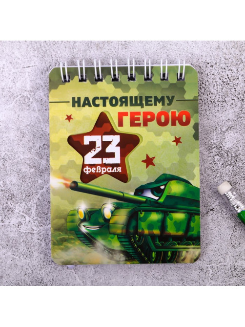 Подарочный набор «23 февраля», карандаши 2 шт., ластики 2 шт., блокнот