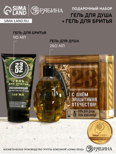 Подарочный набор косметики на 23 февраля «Сильному духом», гель для душа 250 мл и гель для бритья 110 мл, HARD LINE