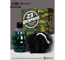 Подарочный набор косметики «С 23 Февраля!», гель для душа 250 мл и мочалка, HARD LINE