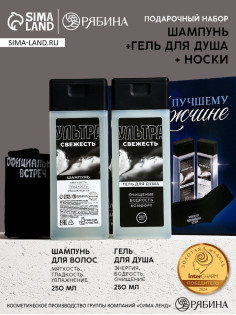 Подарочный набор косметики «Лучшему мужчине», гель для душа 250 мл, шампунь для волос 250 мл, носки, HARD LINE