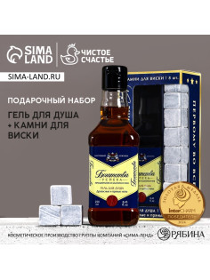 Подарочный набор «Лучшему из лучших», гель для душа виски 250 мл и камни для виски, Чистое счастье