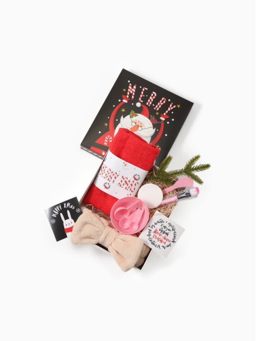 Набор подарочный новогодний «Этель» Merry x-mas, 8 предметов, полотенце, повязка на голову