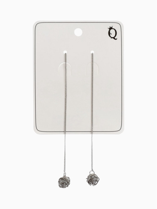 Серьги металл «Цепочки», шарики, цвет серебро