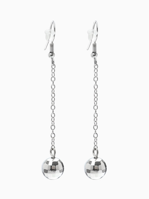 Серьги висячие «Диско-шар», цвет серебро, 6.3 см
