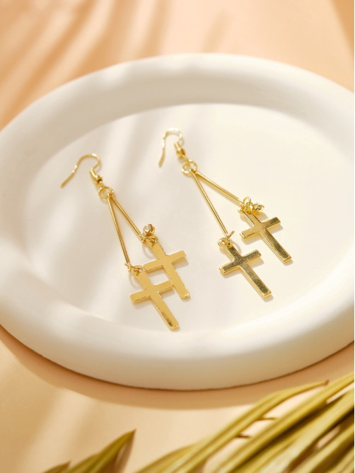 Серьги висячие «Шелест», крестики, цвет МИКС, 8.5 см