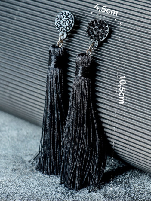 Серьги «Кисти», гармония, чёрные, L кисти 8.5 см
