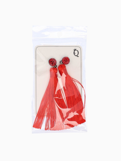 Серьги «Кисти», гармония, красные, L кисти 8.5 см