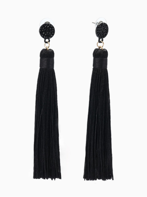 Серьги «Кисти», гармония, чёрные, L кисти 8.5 см