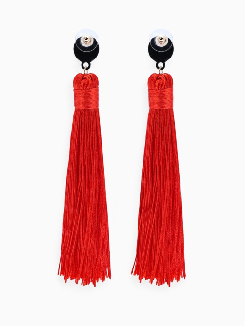 Серьги «Кисти», гармония, красные, L кисти 8.5 см