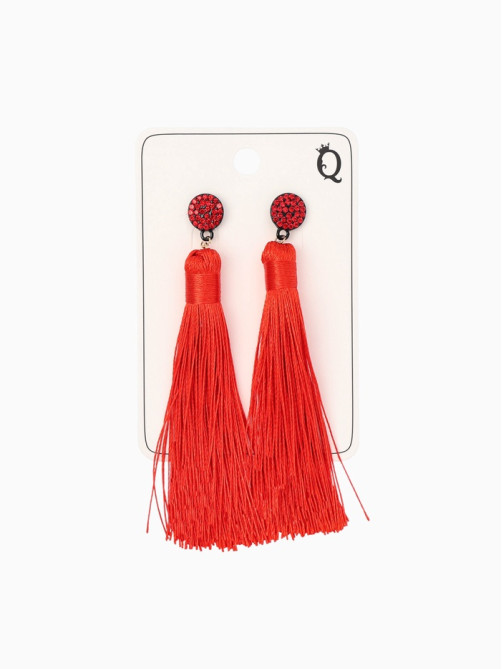 Серьги «Кисти», гармония, красные, L кисти 8.5 см