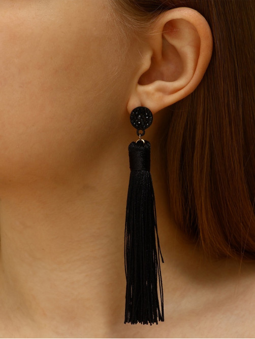 Серьги «Кисти», гармония, чёрные, L кисти 8.5 см