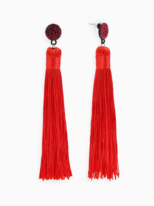 Серьги «Кисти», гармония, красные, L кисти 8.5 см