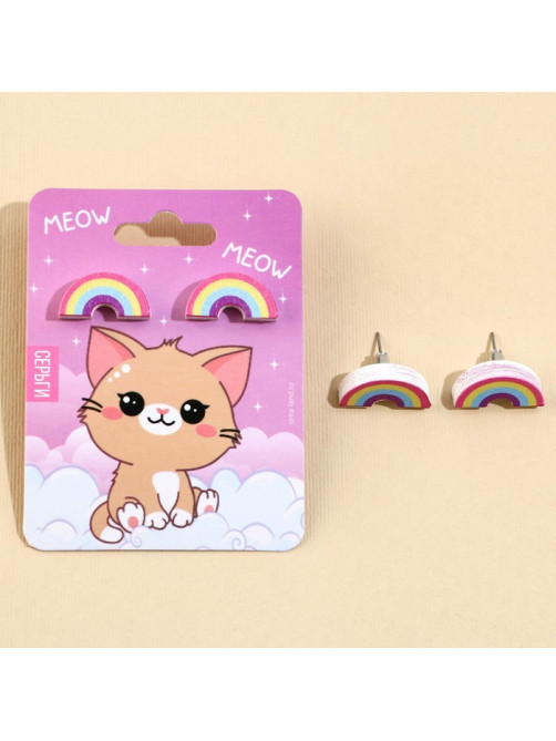 Серьги детские Meow, гвоздики