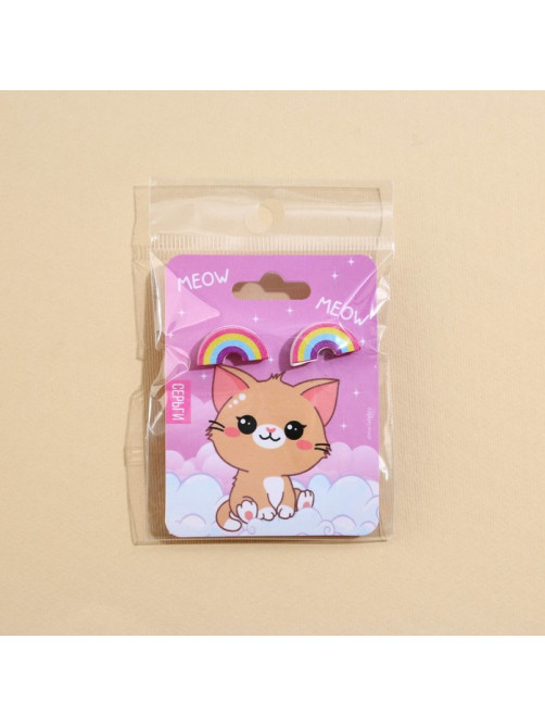 Серьги детские Meow, гвоздики