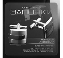 Запонки «Квадрат», объёмный, цвет серебро