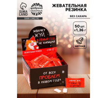 Жевательная резинка «От новогодних проблем», 68 г ( 50 шт.×1.36 г)
