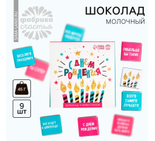 Шоколад мини молочный «С днём рождения», открытка, 5 г × 9 шт.