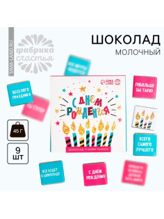 Шоколад мини молочный «С днём рождения», открытка, 5 г × 9 шт.