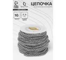 Цепочка железная без карабина на бобине, 0.3×0.3×0.1 см, L=10 м, цвет серебро
