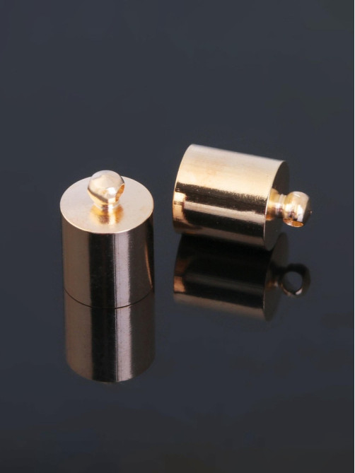 Концевик-шапочка, СМ-165,(набор 5 шт.), 1.2×0.8 см, d (внутренний)=0.7 см, цвет золото