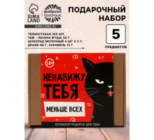 Подарочный набор «Ненавижу тебя»: чай, драже, шоколад, термостакан, леденец