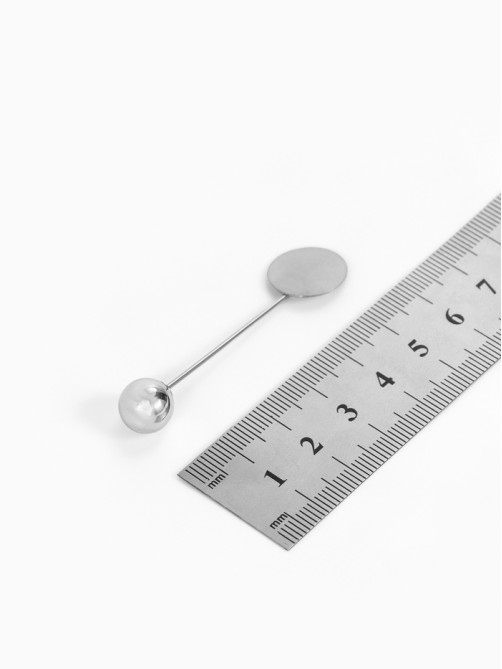 Основа «Брошь-игла» с шариком d=1 см (набор 5 шт.), L=5 см, площадка 1.5 см, цвет серебро