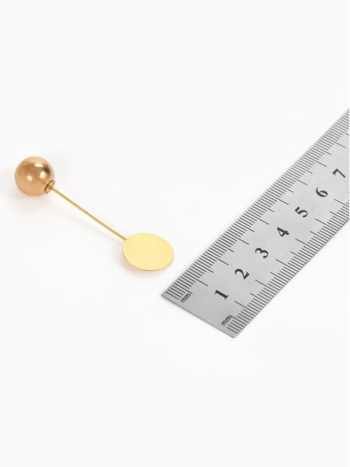 Основа «Брошь-игла» с шариком d=1.2 см (набор 5 шт.), L=5 см, площадка 1.5 см, цвет золото