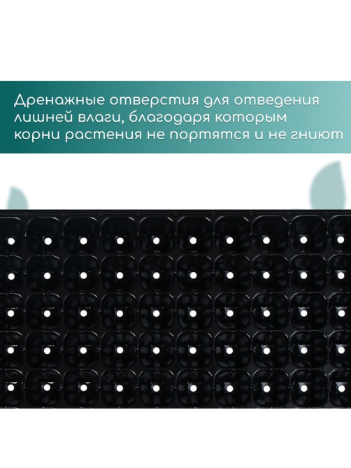 Кассета для рассады, на 72 ячейки, по 50 мл, из пластика, чёрная, 54×28×4 см, Greengo