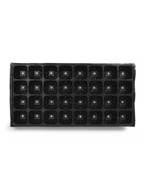 Кассета для рассады, на 32 ячейки, по 110 мл, пластиковая, чёрная, 53.5×27×5.5 см, Greengo