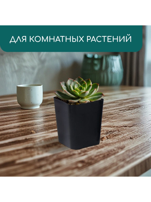 Горшок для рассады, 700 мл, 9×9×10 см, пластик, чёрный, Greengo